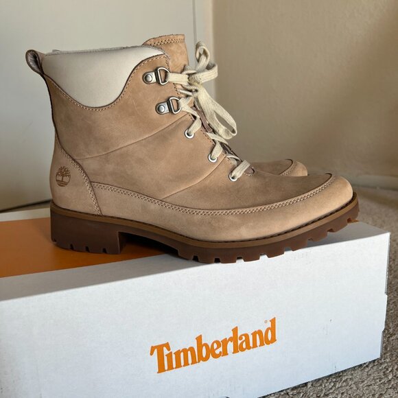 Timberland Ellendale Women's 9.5M Lace-Up Boots Light Beige Nubuck - Picture 2 of 16